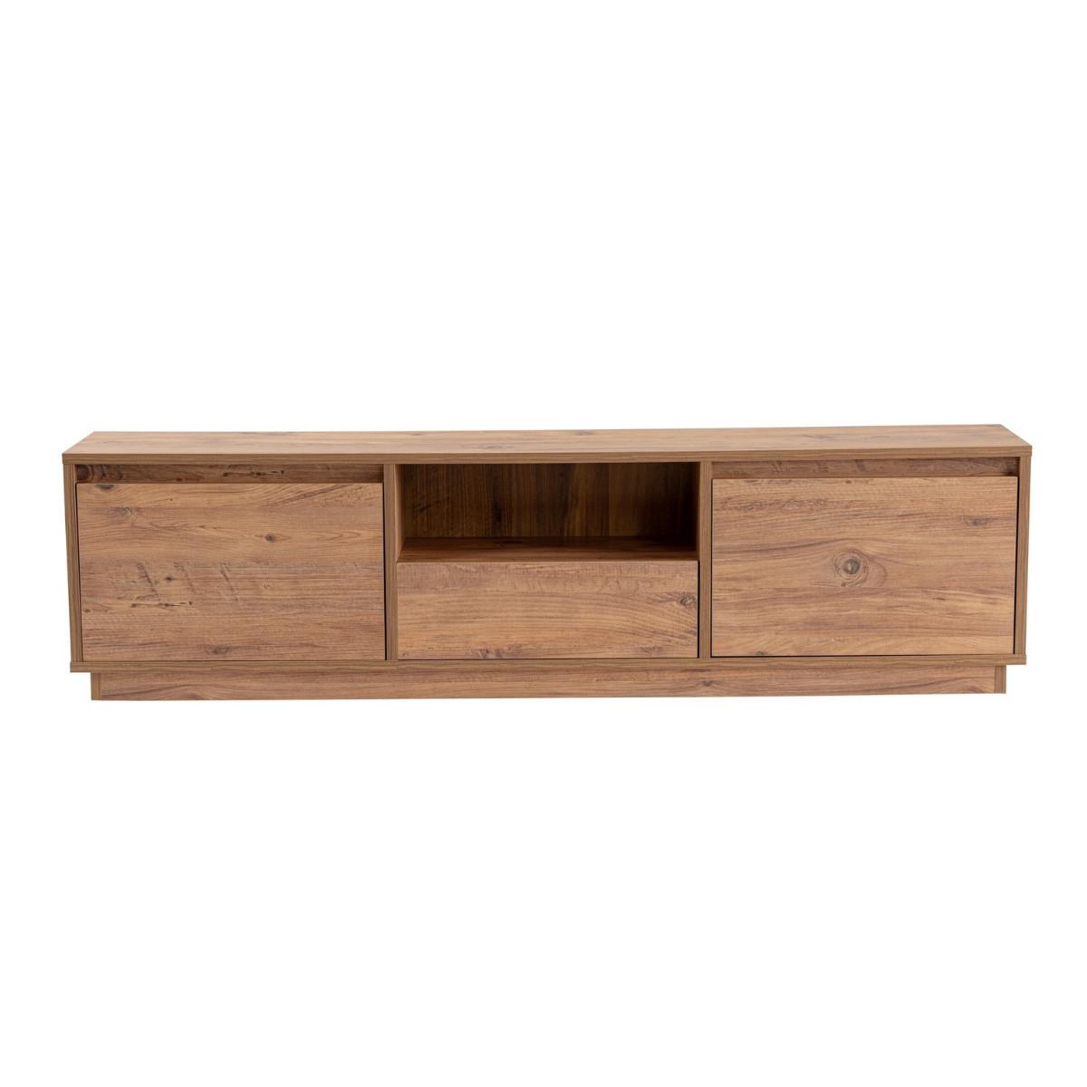 TV-MÖBEL mit 3 klappbaren türen und 1 offenem fach - vanguard 160/29,5/42 cm - Kieferfarben, Holzwerkstoff (29.5/42/44cm) - Calicosy