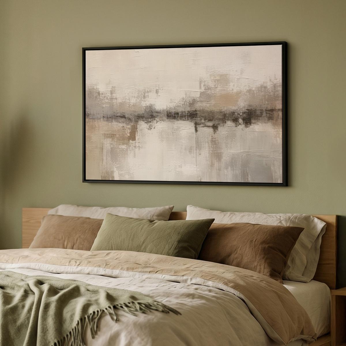 LEINWAND Bilder mit Rahmen - Moderne Kunst - Abstrakt - Beige - 90x60 - Beige, Textil (90/60cm) - MuchoWow