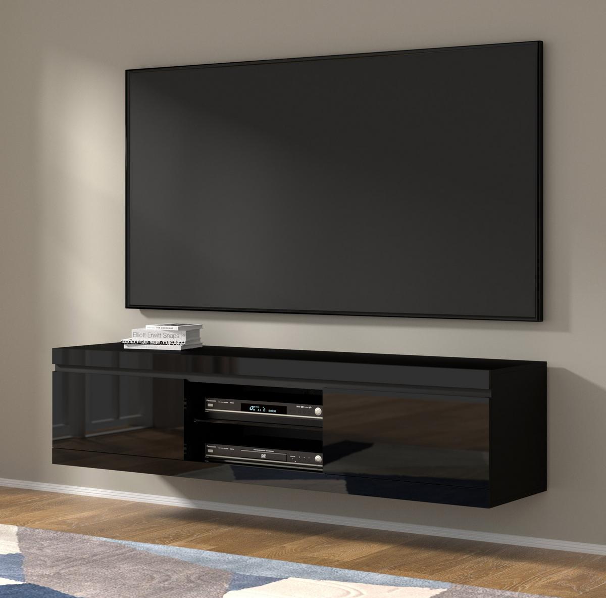 TV LOWBOARD Schwarz Hochglanz 180/46/40 - Schwarz Hochglanz, Holzwerkstoff (180/46/40cm) - RAUMHIRSCH FURNITURE