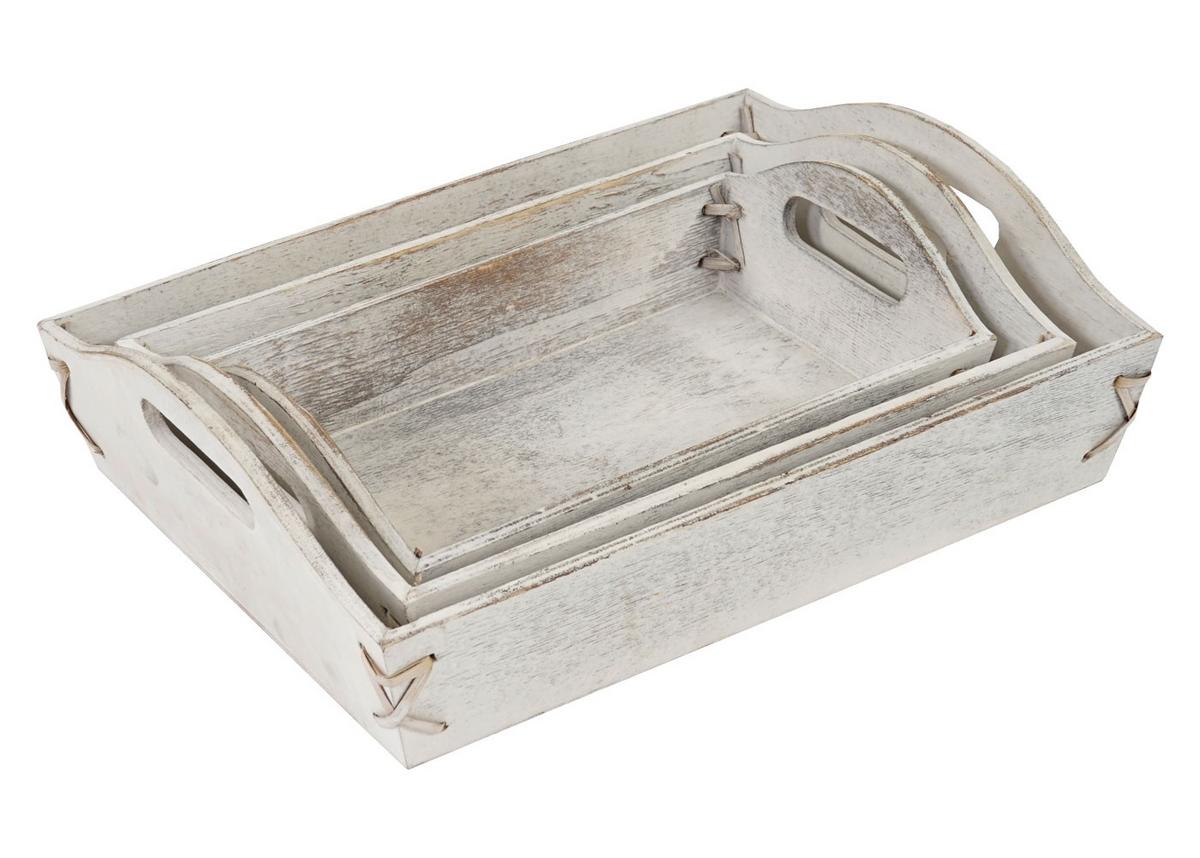 TABLETT SHABBY-LOOK 3ER SET Weiß 3er-Set - Weiß, Holz (36/10/27cm) - MCW