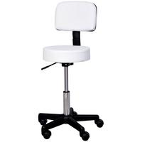 ARBEITSHOCKER höhenverstellbar Rollhocker Drehhocker mit Lehne Rollen Büro Weiß - Weiß, Kunststoff (35/84/35cm) - HOMCOM