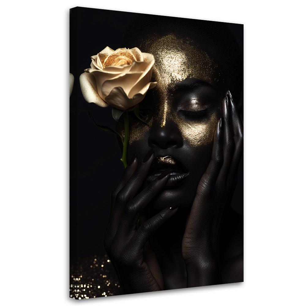 LEINWANDBILD Frau Gold Glamour 70x100cm - Schwarz, Textil (70/100cm) - Feeby