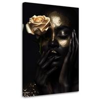 LEINWANDBILD Frau Gold Glamour 70x100cm - Schwarz, Textil (70/100cm) - Feeby