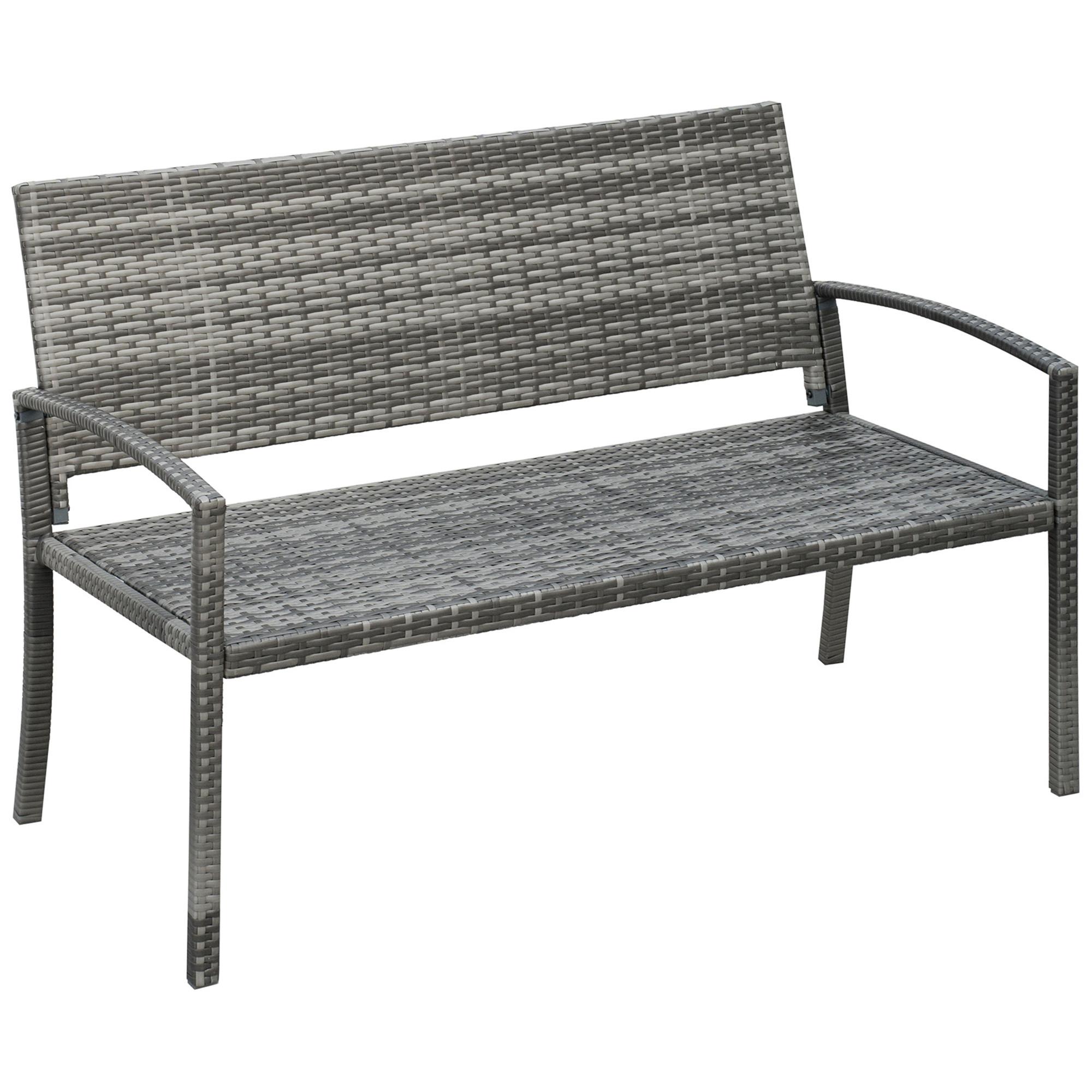 GARTENBANK mit Stahlrahmen für 2 Personen, bis 240 kg Belastbar, Grau, 122 x 60 x 85cm - Grau, Kunststoff (60/85/122cm) - Outsunny