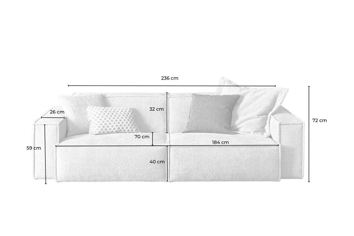 SOFA SAMU Hellgrau Webstoff - Hellgrau/Schwarz, Kunststoff/Textil (236/72/106cm) - KAWOLA
