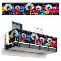 BALKON-SICHTSCHUTZ Straßenkunst - Bunt - Wand Deko XXL 500x110 cm - Schwarz, Kunststoff (500/110cm) - MuchoWow