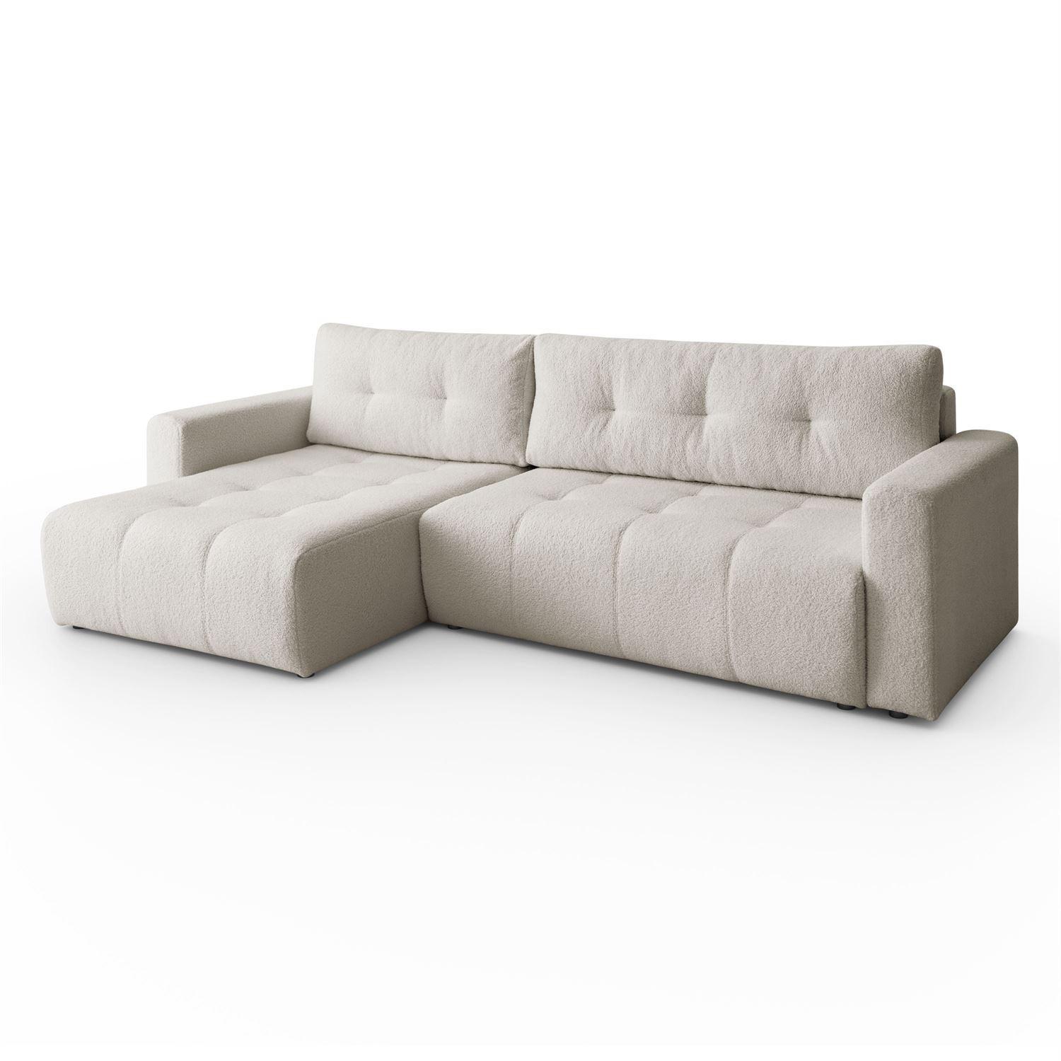 ECKSOFA ASTON mit Schlaffunktion und Bettkasten - Ecru, Textil (261/143cm) - Lookway