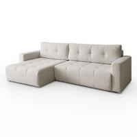 ECKSOFA ASTON mit Schlaffunktion und Bettkasten - Ecru, Textil (261/143cm) - Lookway