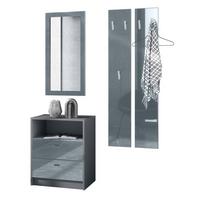 GARDEROBE Pino Grau Hochglanz - Grau, Holzwerkstoff (130/185/36cm) - Vladon