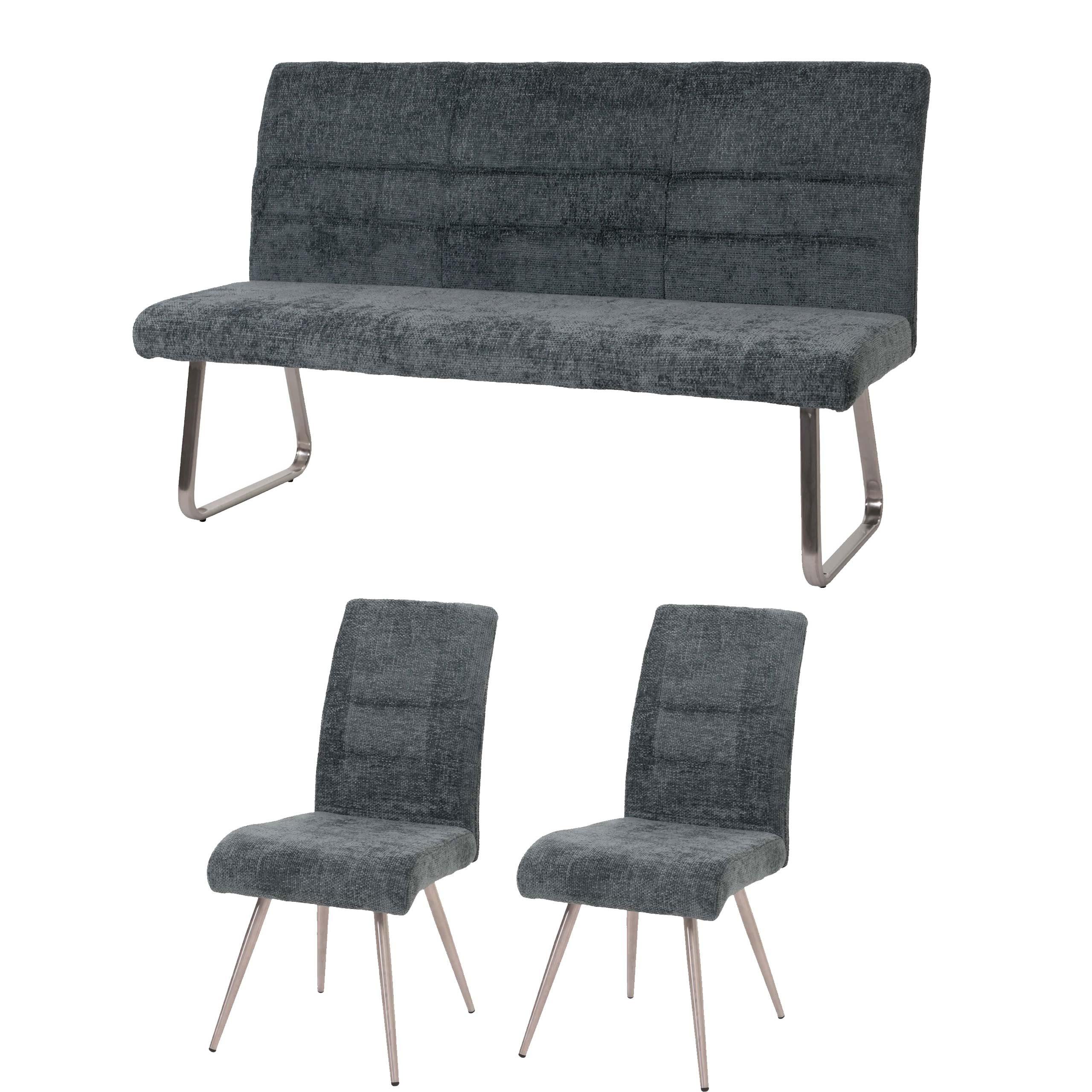 ESSZIMMER-SET Blau 3er-Set - Blau, Textil (160/100/65cm) - MCW