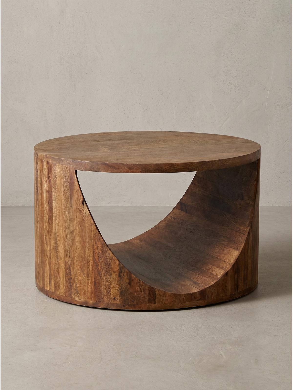 COUCHTISCH ANTEQUERA, Mango Massivholz, mit Ablagen, Ø 60 x 36 cm - Dunkelbraun/Braun, Mangoholz/Holz (60/60/36cm) - KADIMA DESIGN