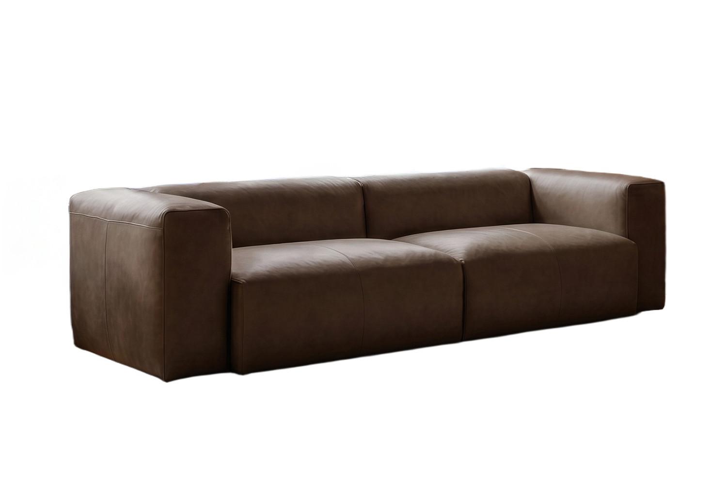 SOFA CELESTE Dunkelbraun Leder - Dunkelbraun/Schwarz, Leder/Kunststoff (302/72/114cm) - KAWOLA