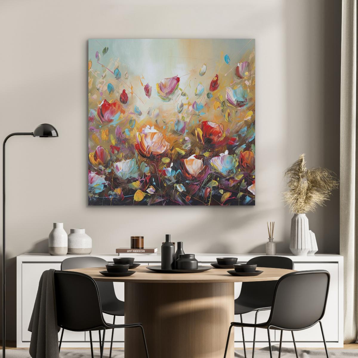 AKUSTIKBILD Blumen - Kunst - Natur - Ölgemälde Akustikpaneele 90x90 cm - Multicolor, Kunststoff (90/90/0.9cm) - MuchoWow