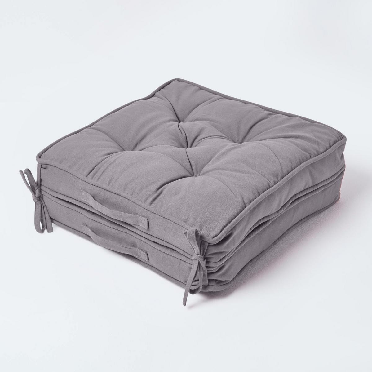 REISEKISSEN dunkelgrau 50/50/10 cm – Klappkissen Baumwolle - Dunkelgrau, Textil (50/50/12cm) - Homescapes