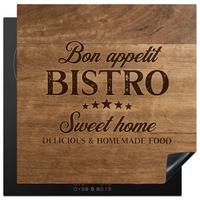 HERDABDECKPLATTE Zitat - Bistro - Guten Appetit - Süßes Zuhause - Holzmaserung Induktionsmatte 78x78 cm - Braun, Kunststoff (78/78/0.2cm) - MuchoWow