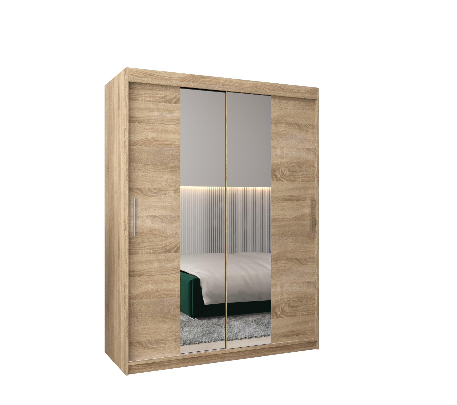 SCHIEBETÜRENSCHRANK mit Spiegel TOKYO 1 200/150/62 2-türig - Silberfarben/Sonoma Eiche, Holz/Kunststoff (150/200/62cm) - MÖBEL KRYSPOL
