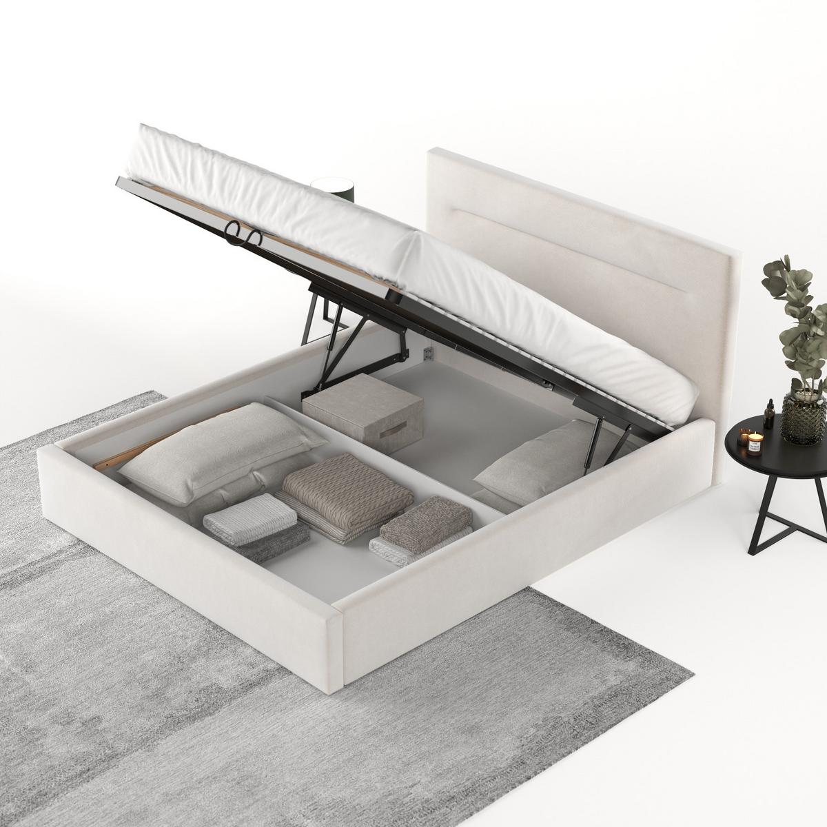 POLSTERBETT Liline 160/200 cm Creme im Paros Stoff - Creme/Schwarz, Holz/Holzwerkstoff (160/200cm) - AltaBeds