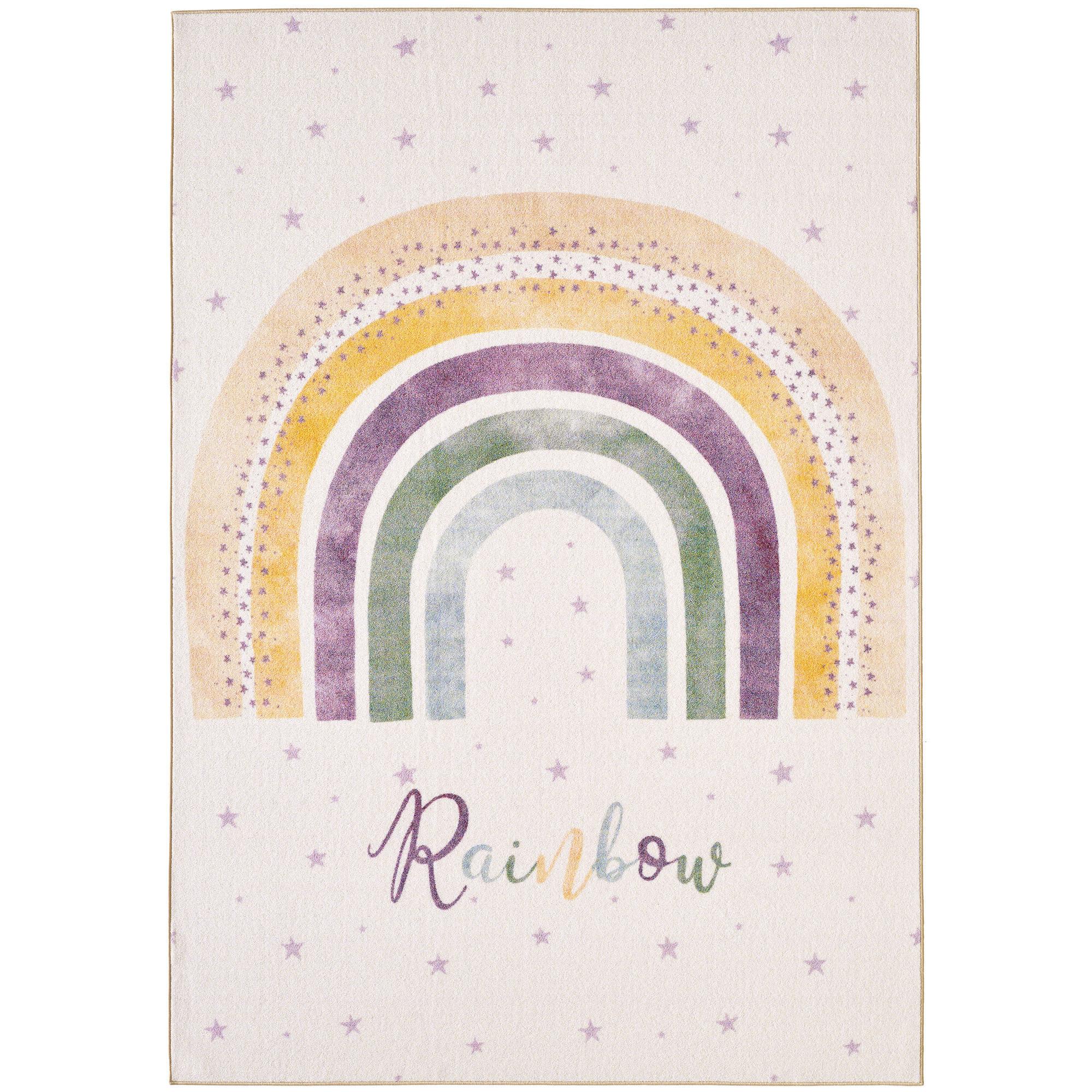 KINDERTEPPICH TRAUN, mit Regenbogen-Motiv, Creme, 100 x 150 cm - Beige, Textil (150/100cm) - KADIMA DESIGN