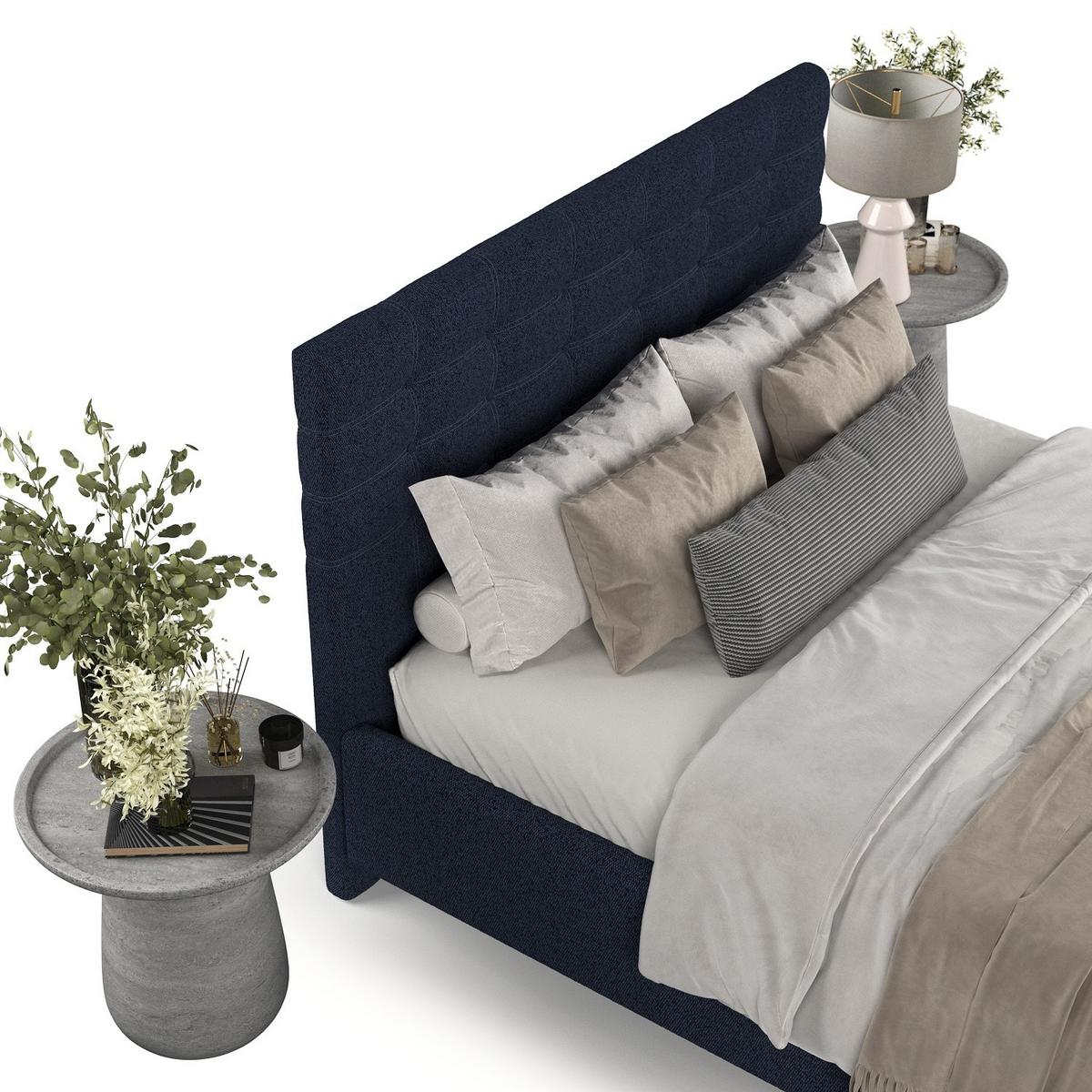 POLSTERBETT Soma 160/200 cm Marineblau im Riva Stoff - Naturfarben/Dunkelblau, Holz/Holzwerkstoff (160/200cm) - AltaBeds