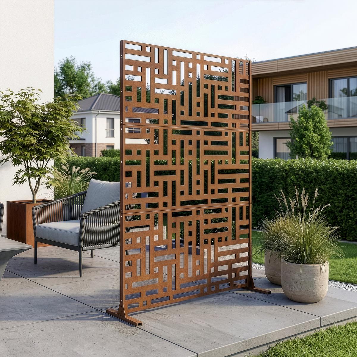 TRENNWAND Bernalda - Rostfarben, Metall (120/180cm) - casa.pro