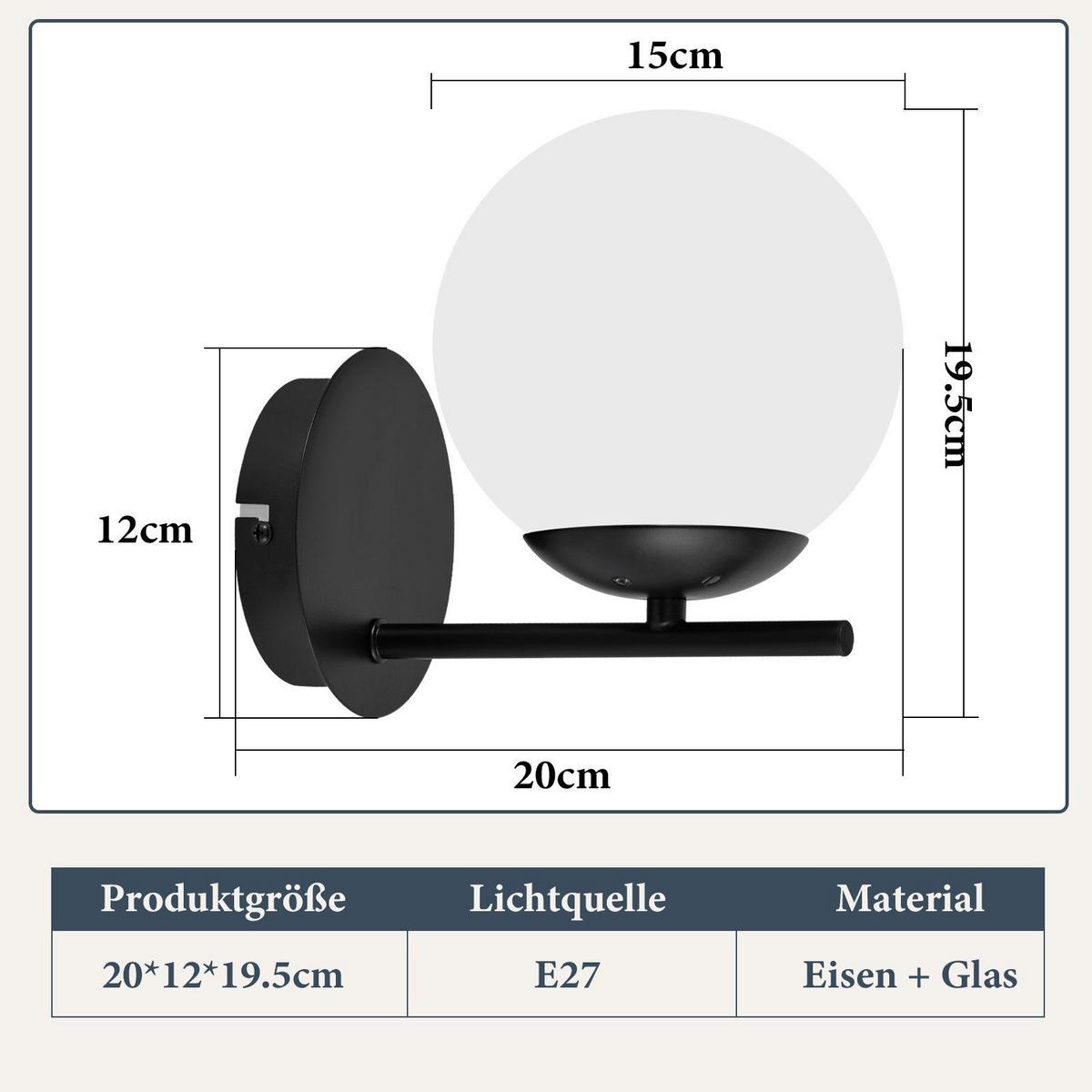 WANDLEUCHTE Quelle - Schwarz, Metall (12/20/20cm) - Nettlife