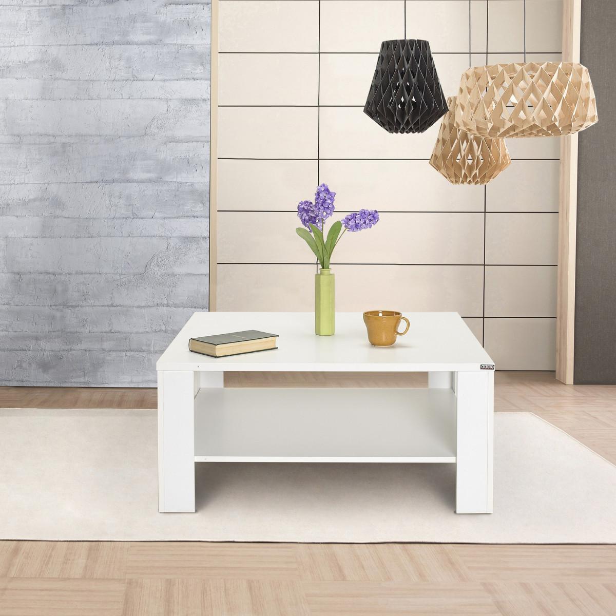 COUCHTISCH mit Ablagefach - lena 90/90/42 cm - Weiß, Holzwerkstoff (98/90/42cm) - Calicosy