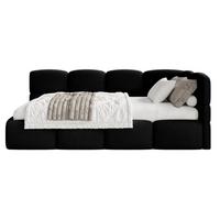JUGENDBETT Cloudy Schwarz 120 cm, Easy-Clean-Velours - Schwarz, Kunststoff/Textil (120/200cm) - Selsey
