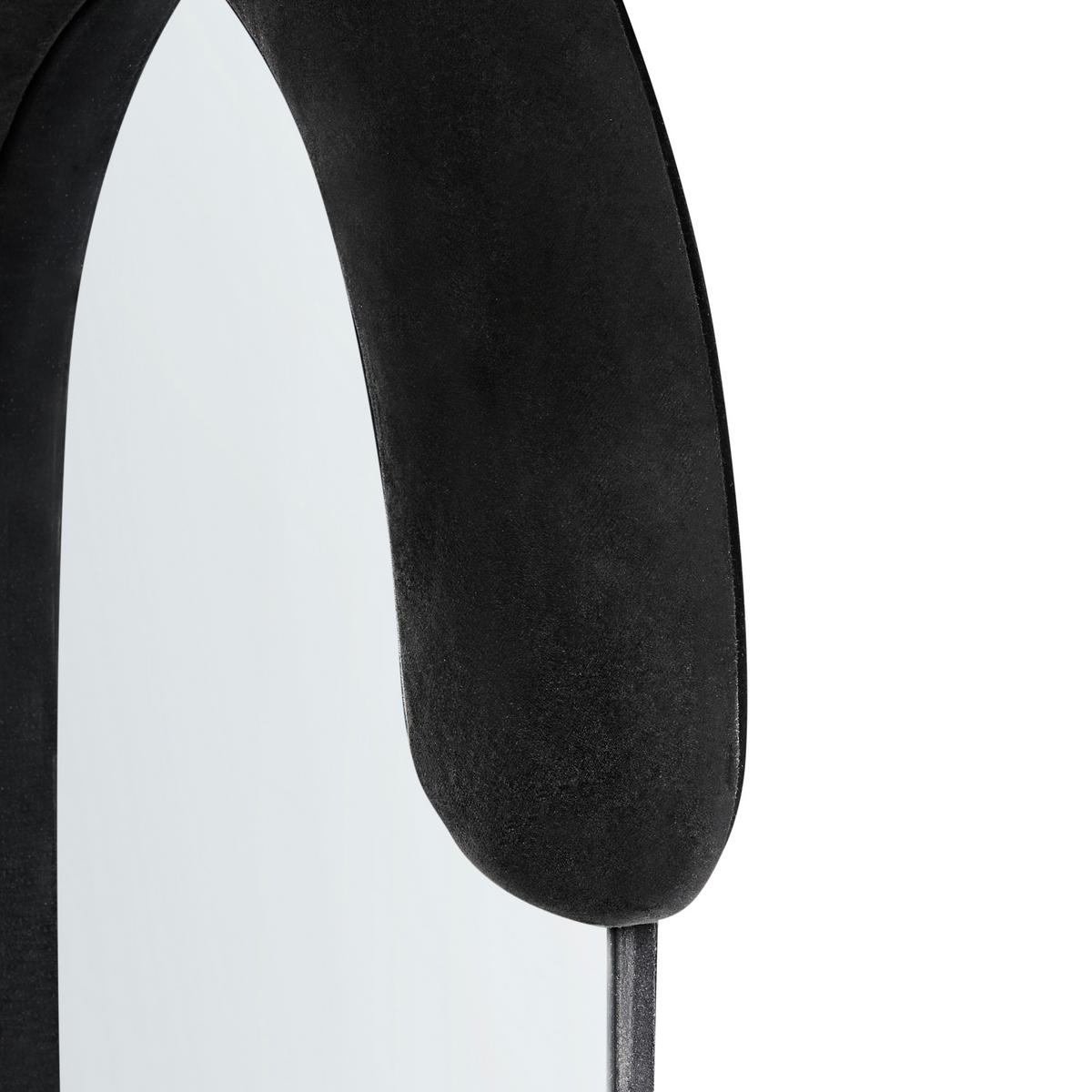 WANDSPIEGEL 54/158 cm Samtstoff Schwarz Loches - Schwarz, Textil (54/158/7cm) - Beliani