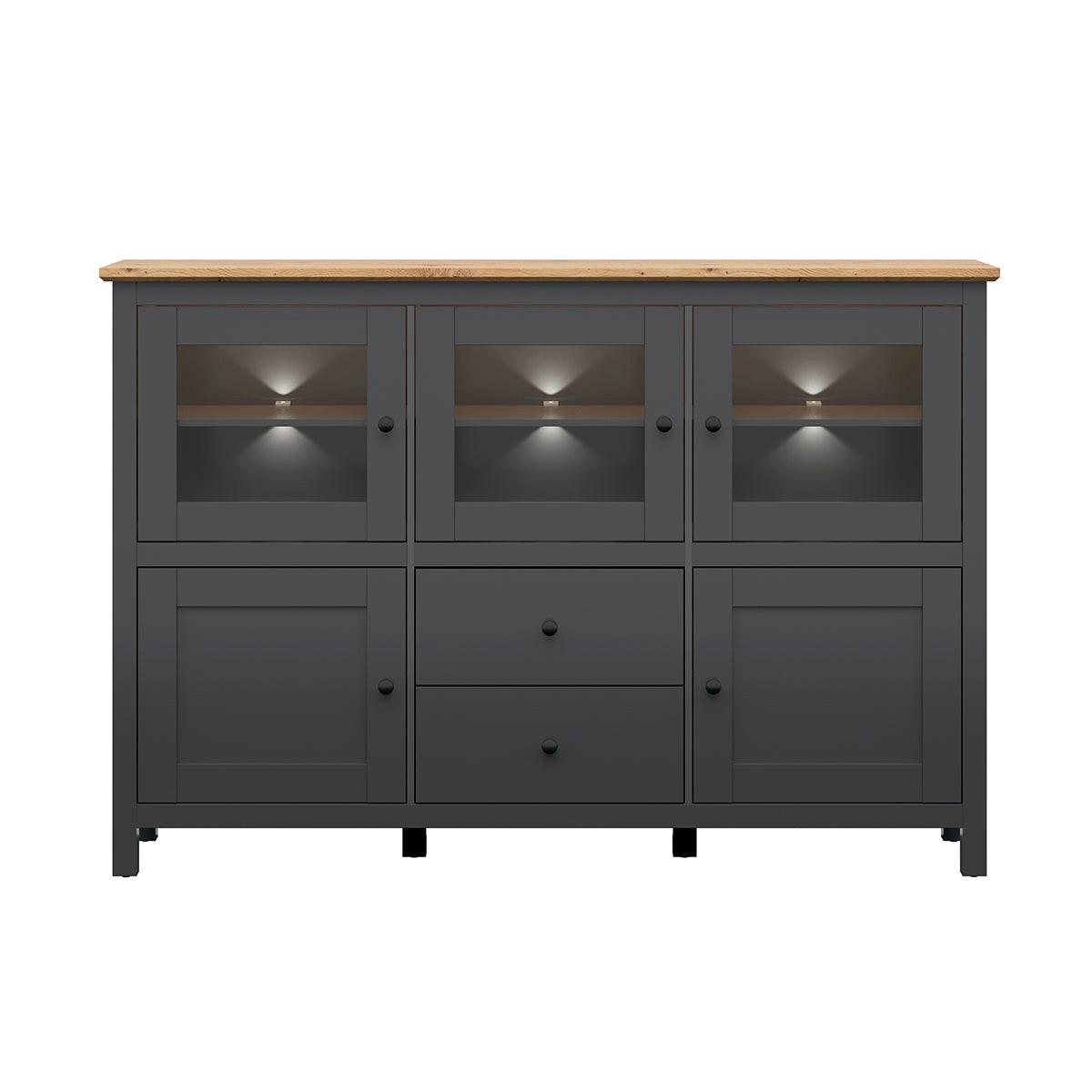 SIDEBOARD Duck Anthrazitgrau und Holz - Grau, Holzwerkstoff (186/126/44cm) - Petits-meubles