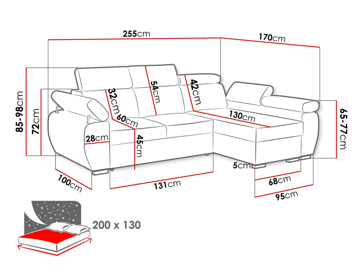 ECKSOFA Boston Mini, Seite: Rechts - 2R+LC - Chromfarben/Bronzefarben, Holz/Textil (255/170cm) - MIRJAN24