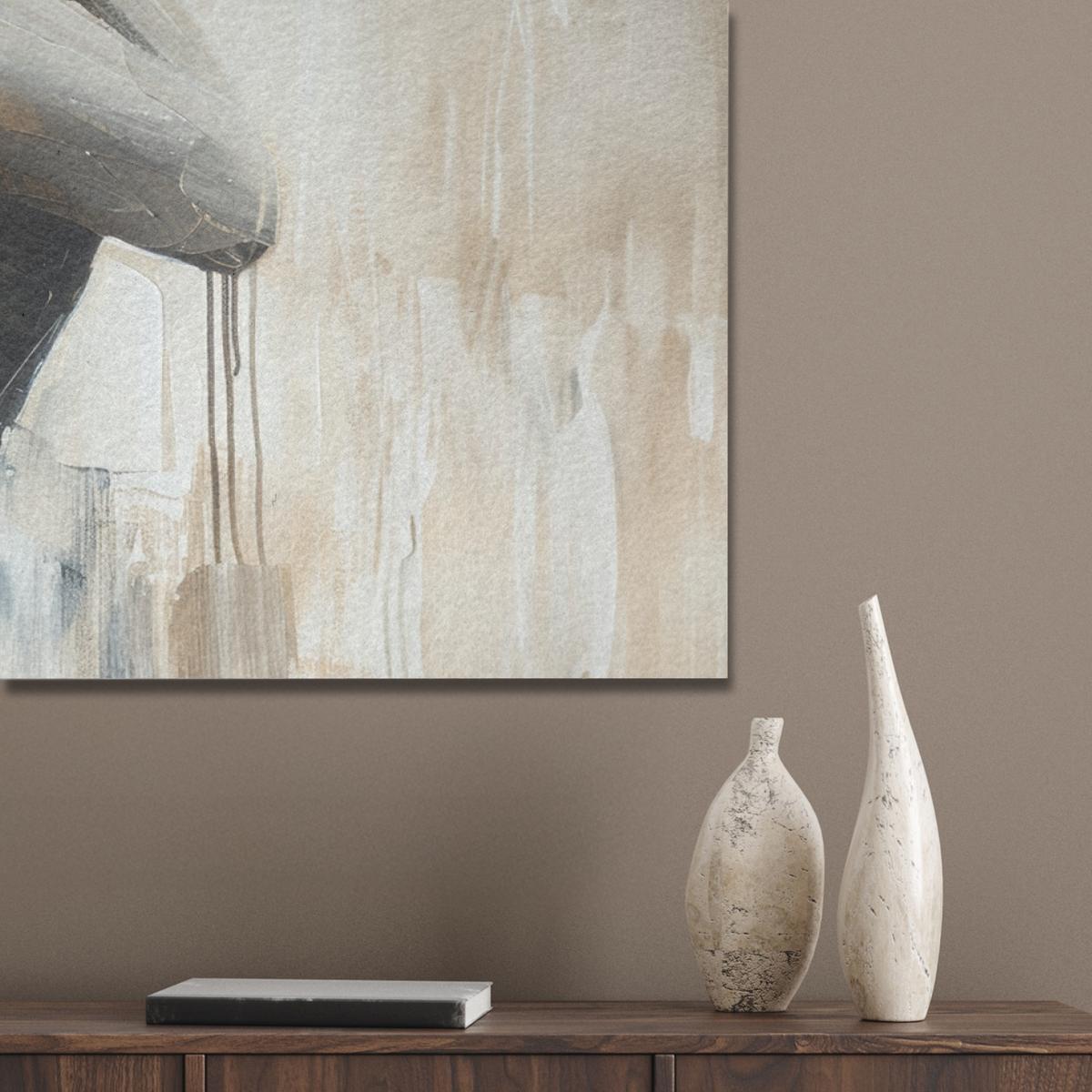 AKUSTIKBILD Abstrakt - Liebe - Schwarz und weiß - Modern Wandbild Wohnzimmer 100x70 cm - Schwarz, Kunststoff (100/70/0.9cm) - MuchoWow