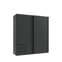 SCHWEBETÜRENSCHRANK 2-türig B179/H198/T65 cm, Kleiderschrank in Grafit mit sichtbaren Schubkästen / 22693 - Graphitfarben/Schwarz, Holz/Holzwerkstoff (179/198/65cm) - luma-home