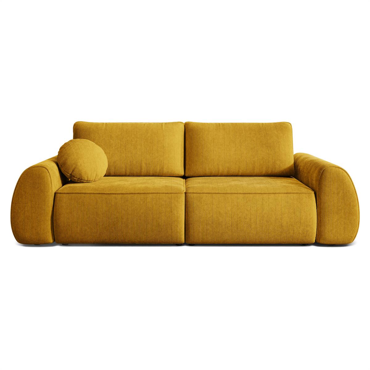 BETTSOFA ZEFEO Gelb Kordstoff mit Schlaffunktion - Gelb, Textil (264/96/106cm) - MASSENO