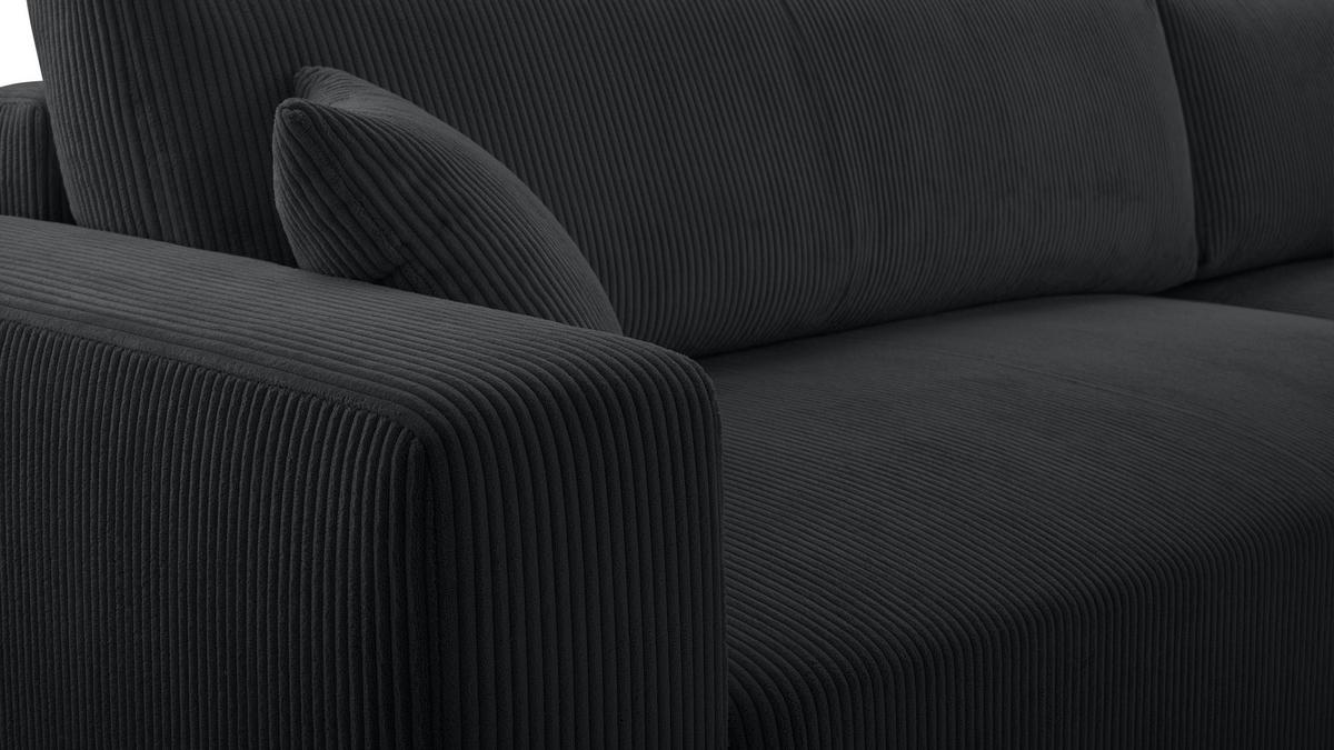 ECKSOFA L Form Catea Dunkelgrau 279/145/84 cm Rechts mit Schlaffunktion - Dunkelgrau/Schwarz, Kunststoff/Textil (279/145cm) - AX Living