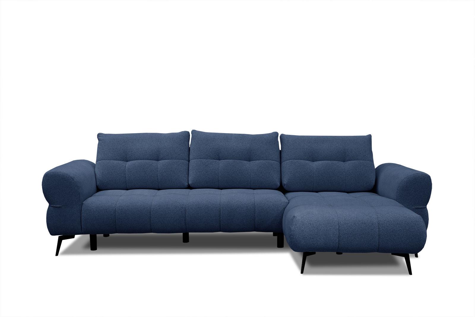ECKSOFA SALVINI 4-Sitzer, dunkelblau - Schwarz/Dunkelblau, Holzwerkstoff/Textil (292/158cm) - Wozimo