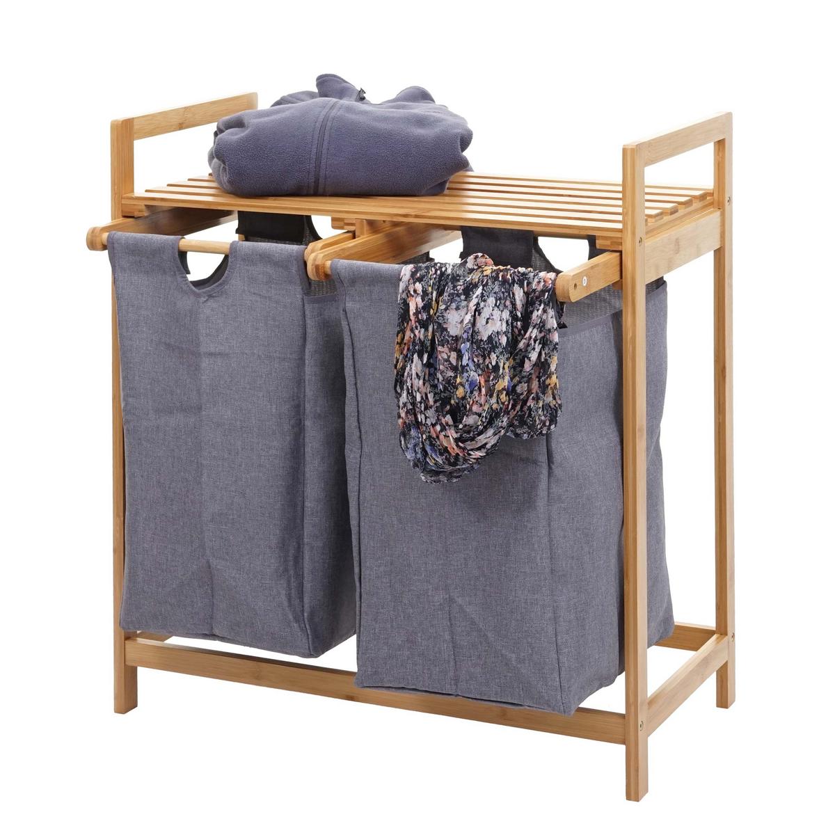 WÄSCHESAMMLER Braun, Grau - Braun/Grau, Holz (64/74/33cm) - MCW