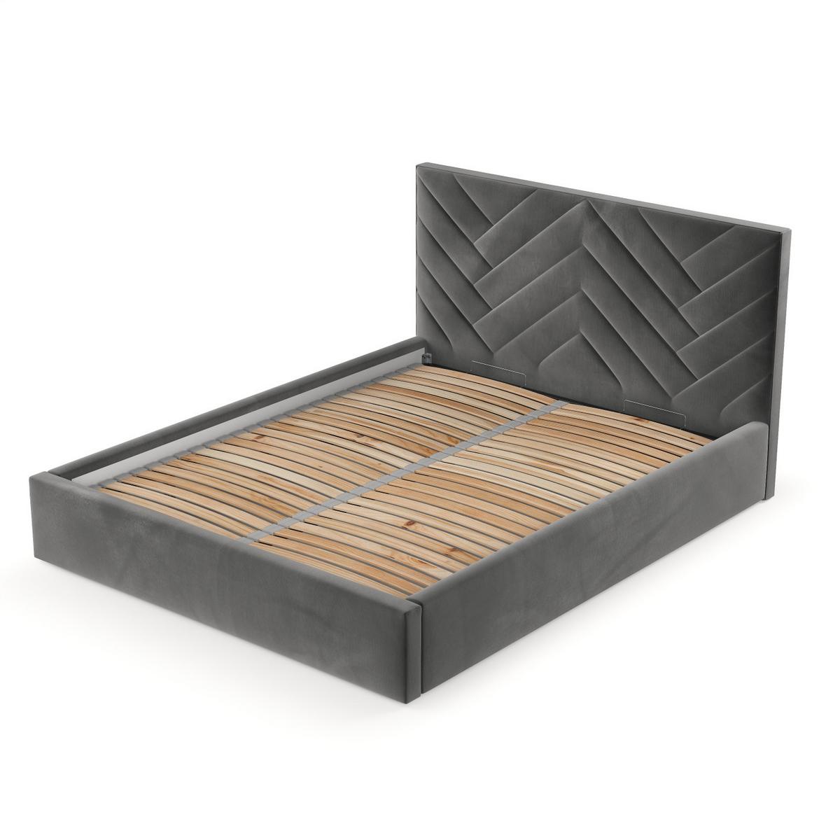 POLSTERBETT Arco 160/200 cm Grau im Kronos Stoff - Schwarz/Naturfarben, Holz/Holzwerkstoff (160/200cm) - AltaBeds