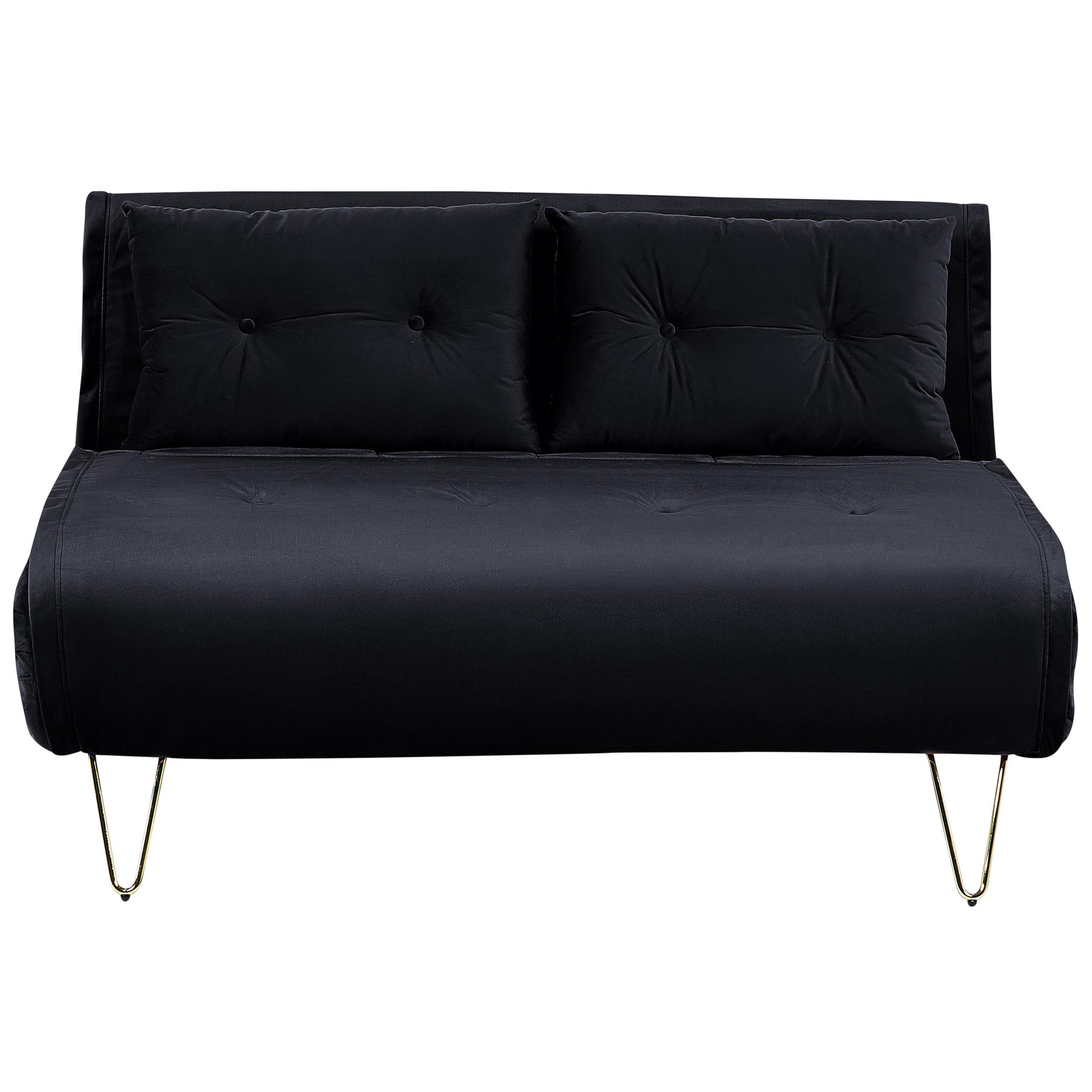 2-SITZER-SCHLAFSOFA Samtstoff Schwarz Vestfold - Schwarz, Textil (130/81/80cm) - Beliani
