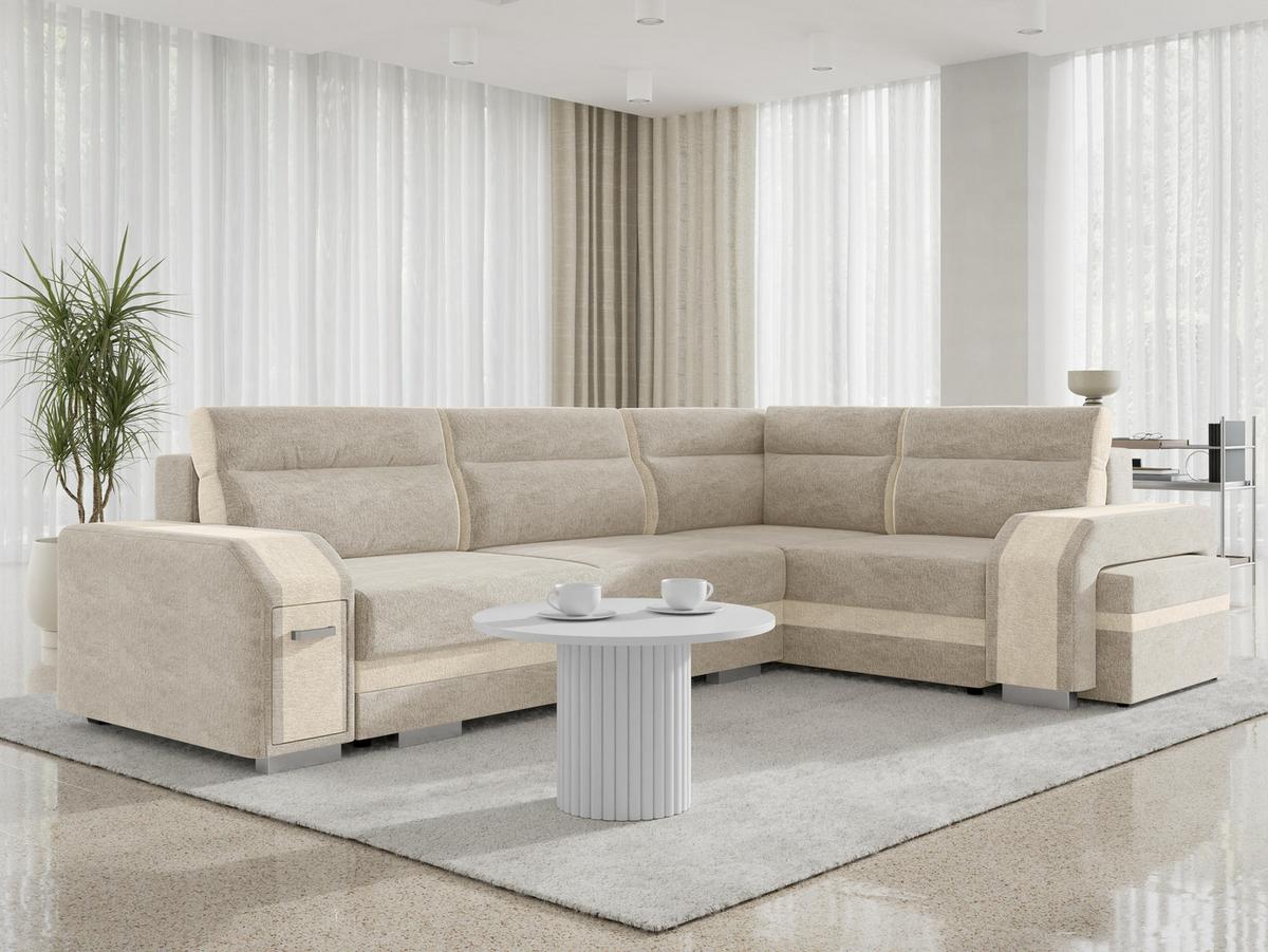 ECKSOFA Assan, Seite: Rechts - Chromfarben/Beige, Holz/Kunststoff (305/205cm) - MIRJAN24