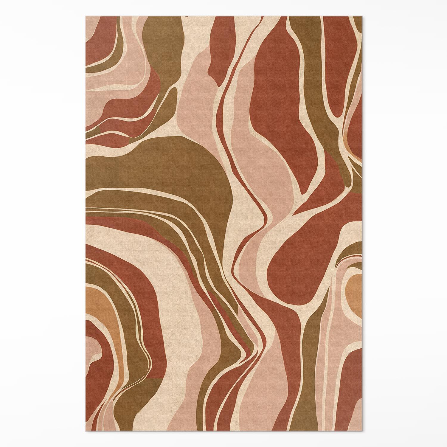 TEPPICH 100x150 cm Abstrakte Flecken Komposition in Boho-Farben - Mokka, Kunststoff (100/150cm) - Wallfluent