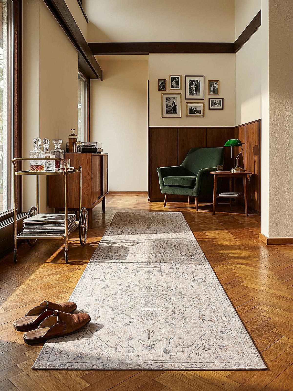 TEPPICH Waschbar HURST, orientalisch mit Medaillon, Beige, 60 x 230 cm - Beige, Textil (230/60cm) - KADIMA DESIGN