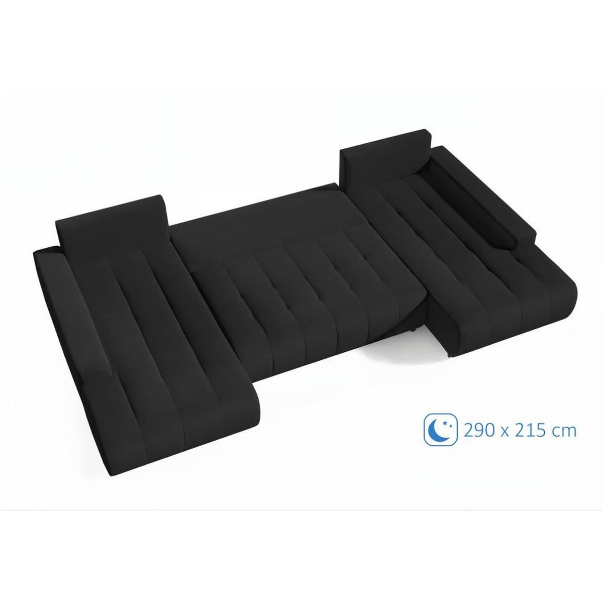 WOHNLANDSCHAFT Draco U schwarz - Chromfarben/Schwarz, Textil/Metall (350/85/185cm) - Beautysofa