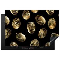 HERDABDECKPLATTE Eier - Gold - Muster Ceranfeldabdeckung 78x52 cm - Schwarz, Kunststoff (78/52/0.2cm) - MuchoWow