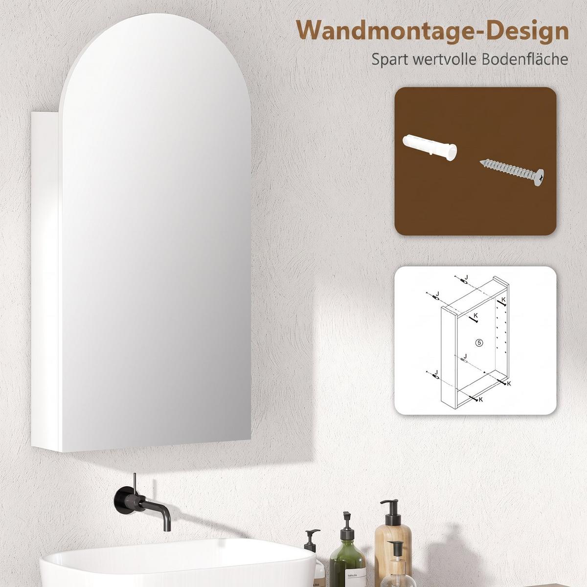 SPIEGELSCHRANK MDF Weiß - Weiß, Glas/Holzwerkstoff (12/80/40cm) - HOMCOM