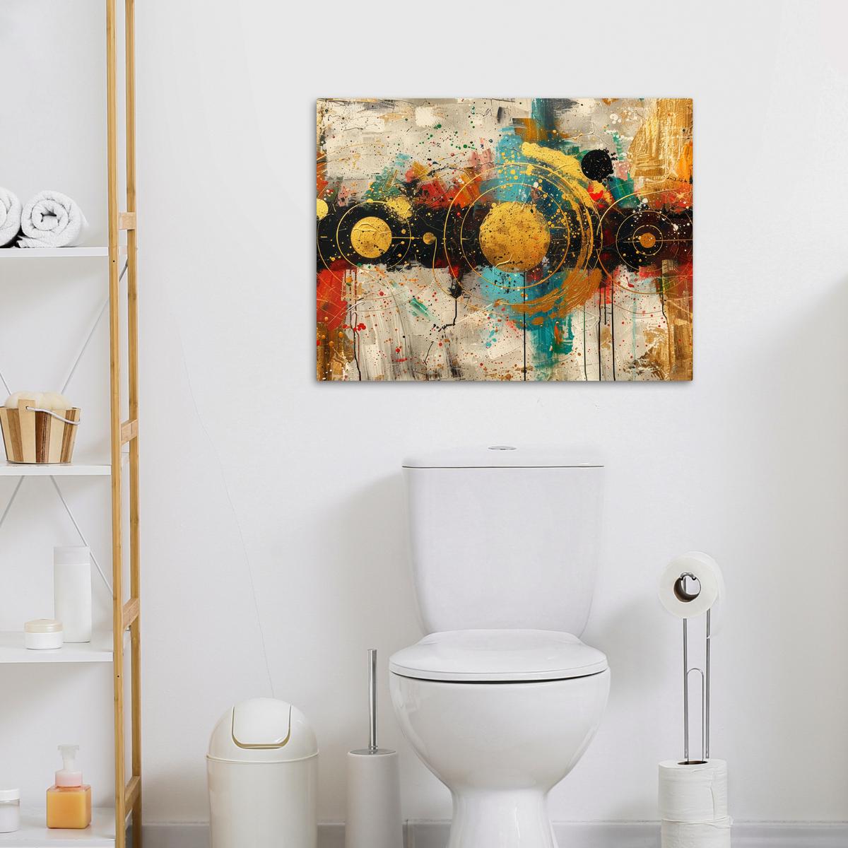LEINWANDBILD Abstrakt - Kunst - Gold - Modern Wanddeko Schlafzimmer 70x50 cm - Multicolor, Textil (70/50cm) - MuchoWow
