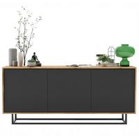 KOMMODE Apollo 3D Eiche wotan Graphit Matt 168 cm - Graphitfarben/Schwarz, Holzwerkstoff/Metall (168/72/35cm) - Meble Lindner