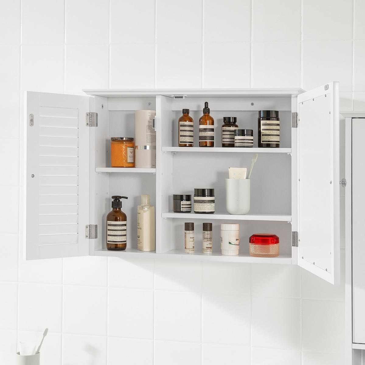 SPIEGELSCHRANK Weiß - Weiß, Holzwerkstoff (65/49/15cm) - SoBuy
