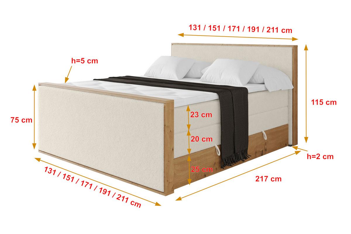 BOXSPRINGBETT LOLLI9 -Z-KING 140x200 - H3/H4 Hellbeige - Sandfarben, Holzwerkstoff (140/200cm) - ALTDECOR