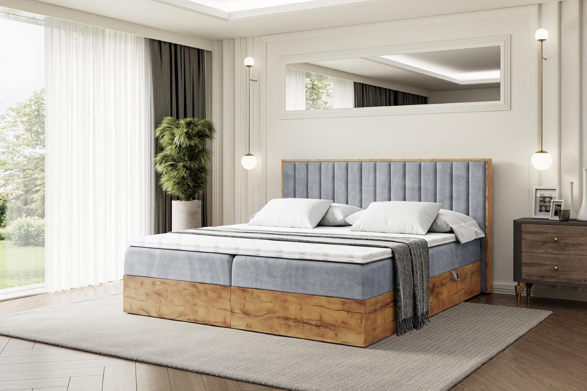 BOXBETT mit Matratze H4 und Lattenrost - LOLLI4 - 140x200 - Grau - Grau, Holzwerkstoff/Kunststoff (140/200cm) - ALTDECOR