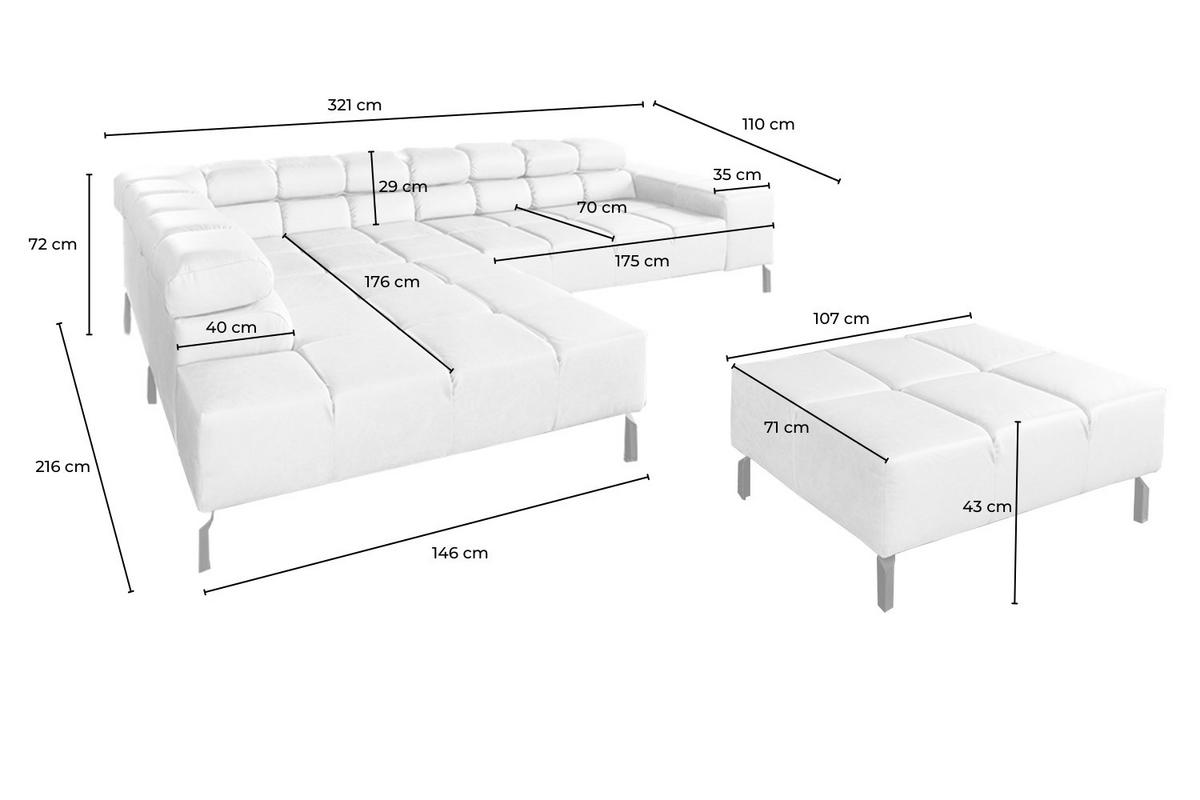 ECKSOFA NELSON Beige Leder - Beige/Schwarz, Leder/Metall (321/216cm) - KAWOLA